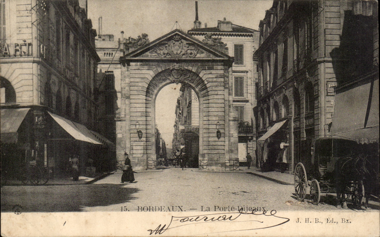 Bordeaux - the Gate - horse - CPA