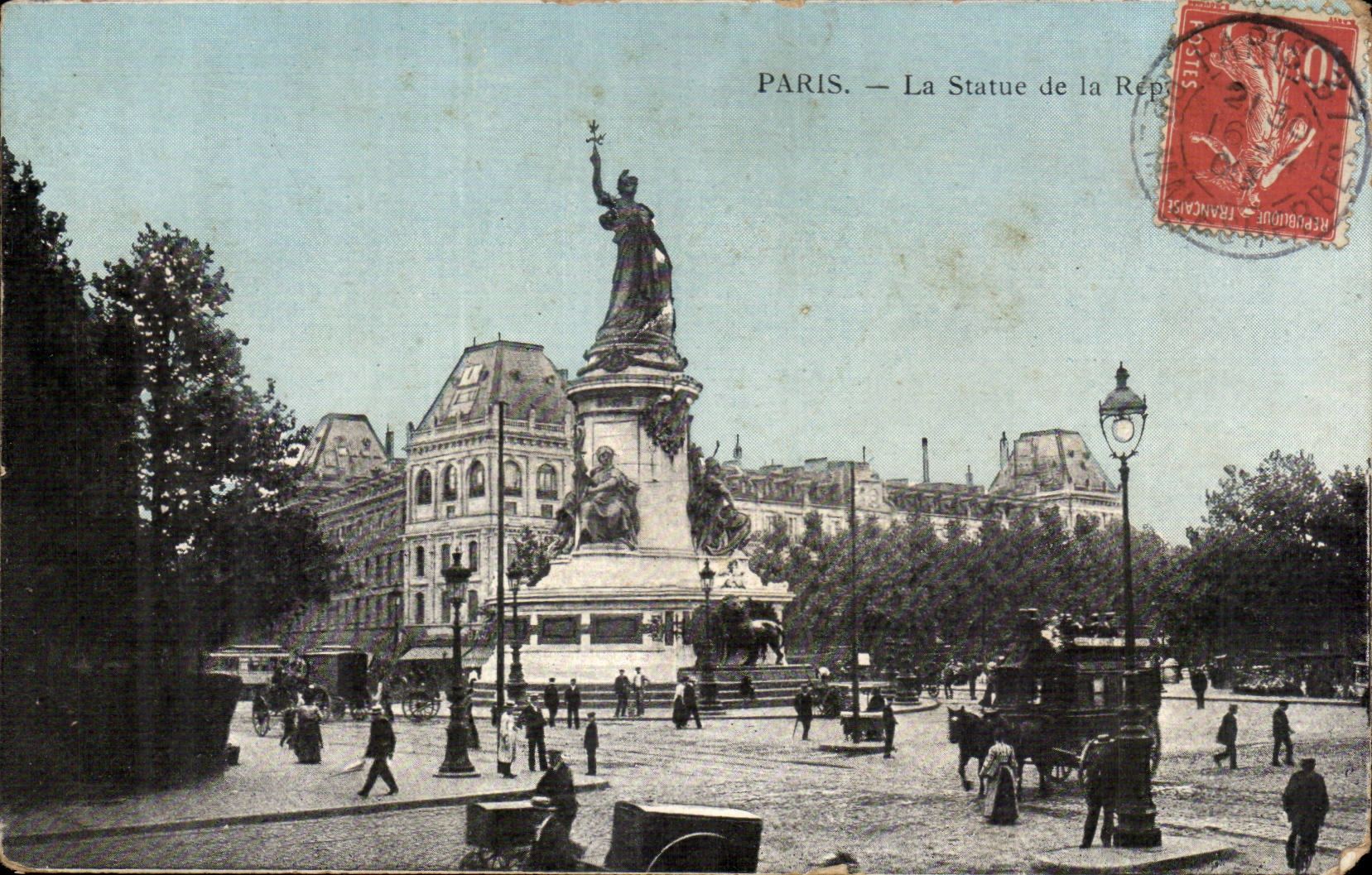 Paris 3 - Staute of the Republic - horse - horse - CPA
