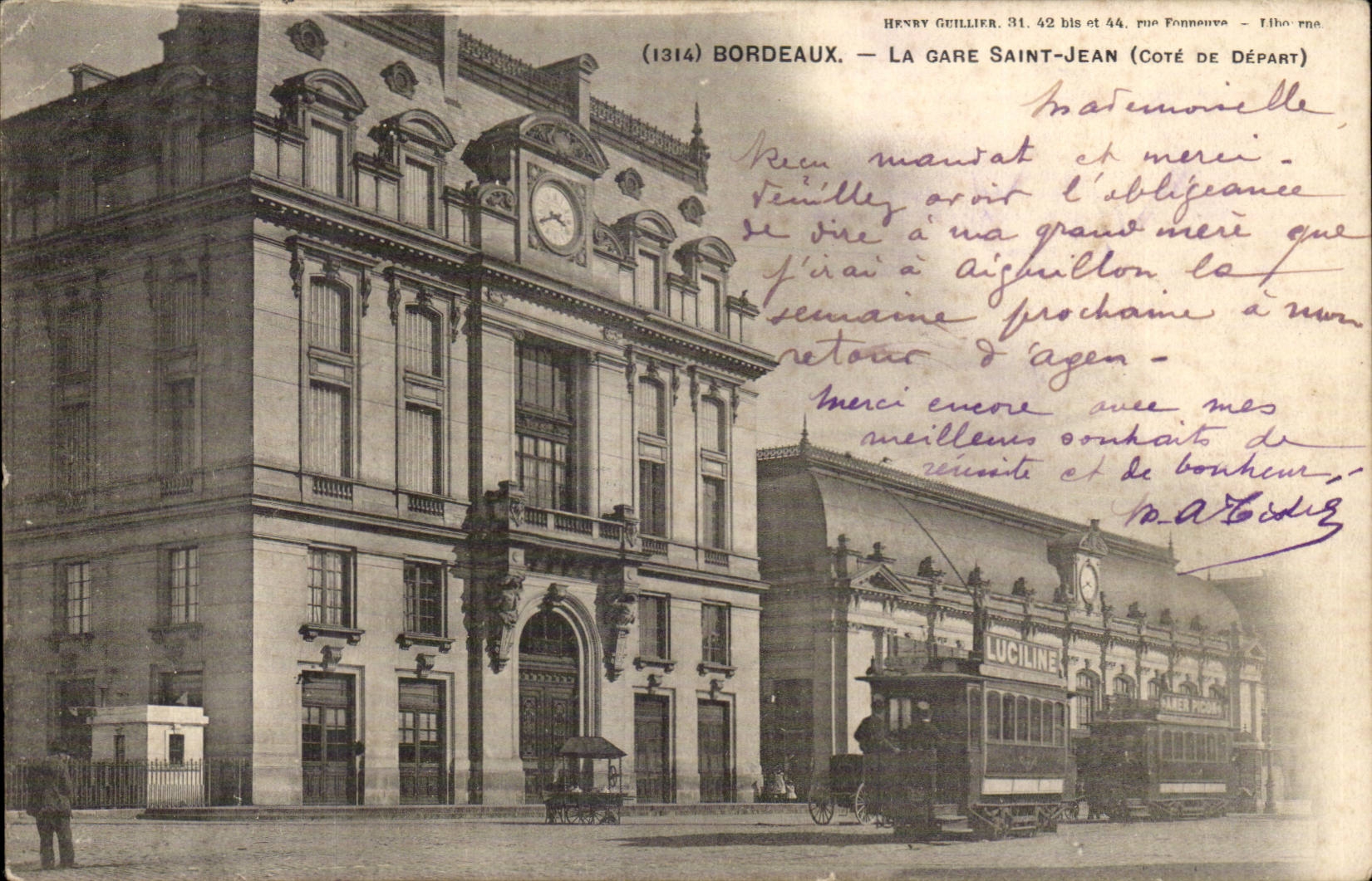 Bordeaux - Train station Saint Jean - horologe - train - surprisingly lovely - CPA