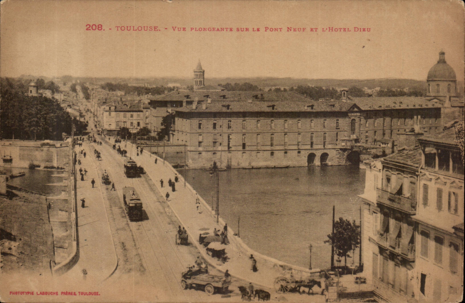 Toulouse CPA Vue plongeante sur le pont neuf et l'hotel Dieu