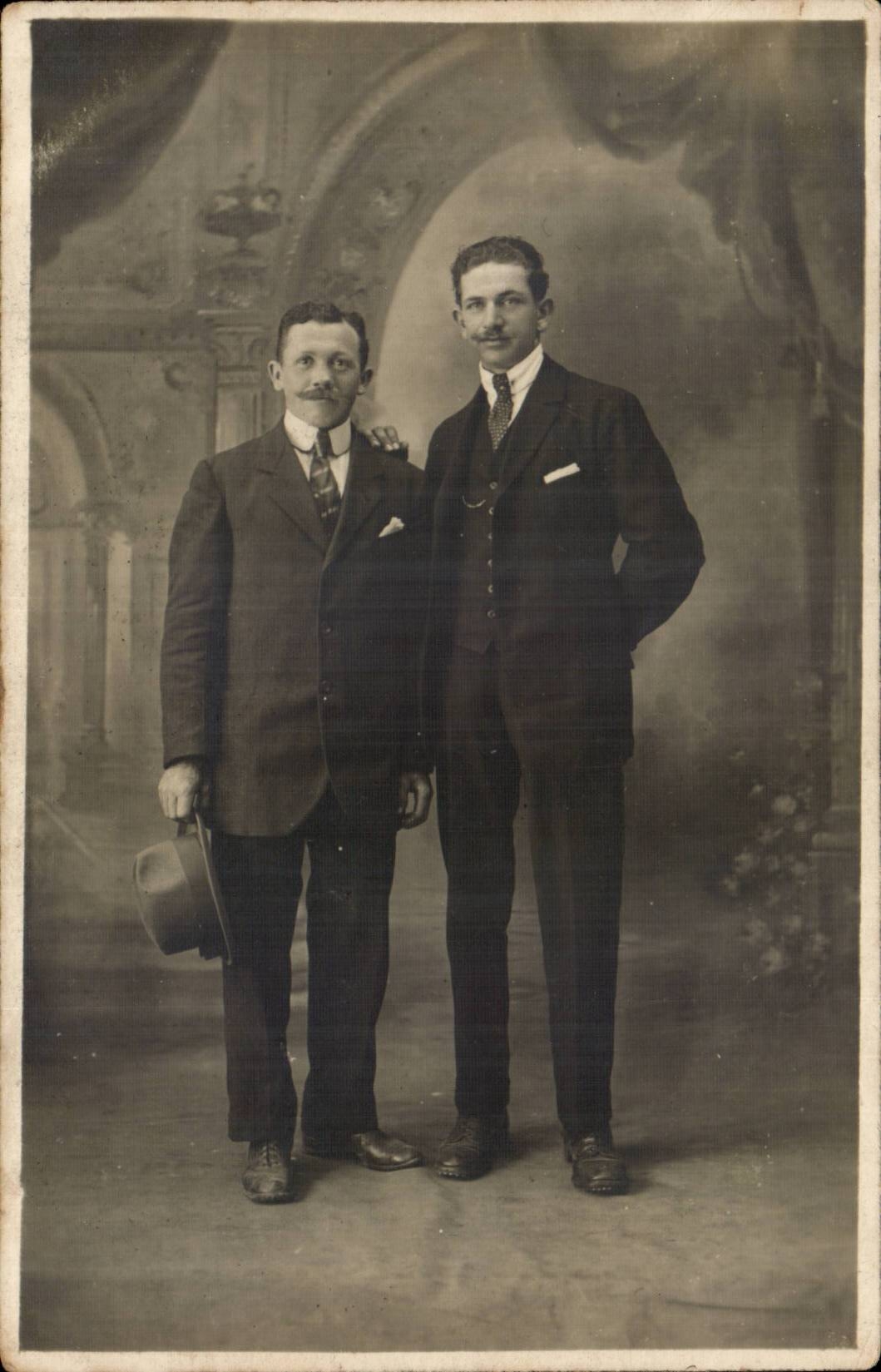 Real photo Men in costume (folklore)