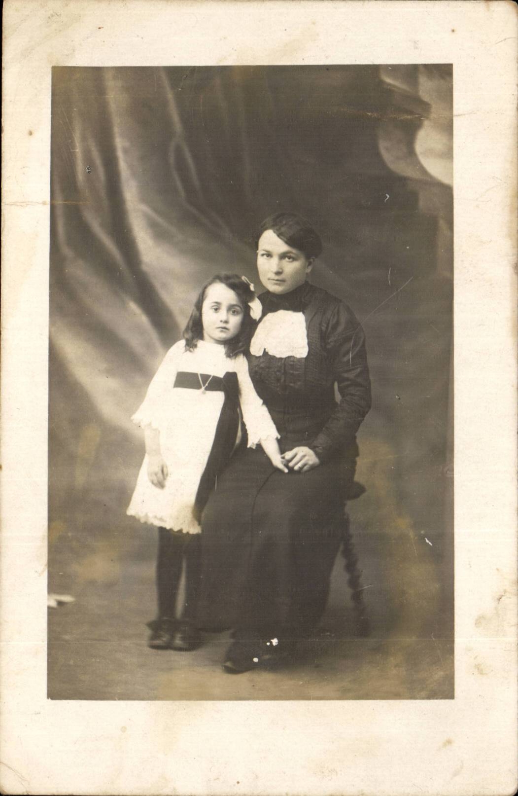 Real photo Woman and child (folklore costume fantaisei)