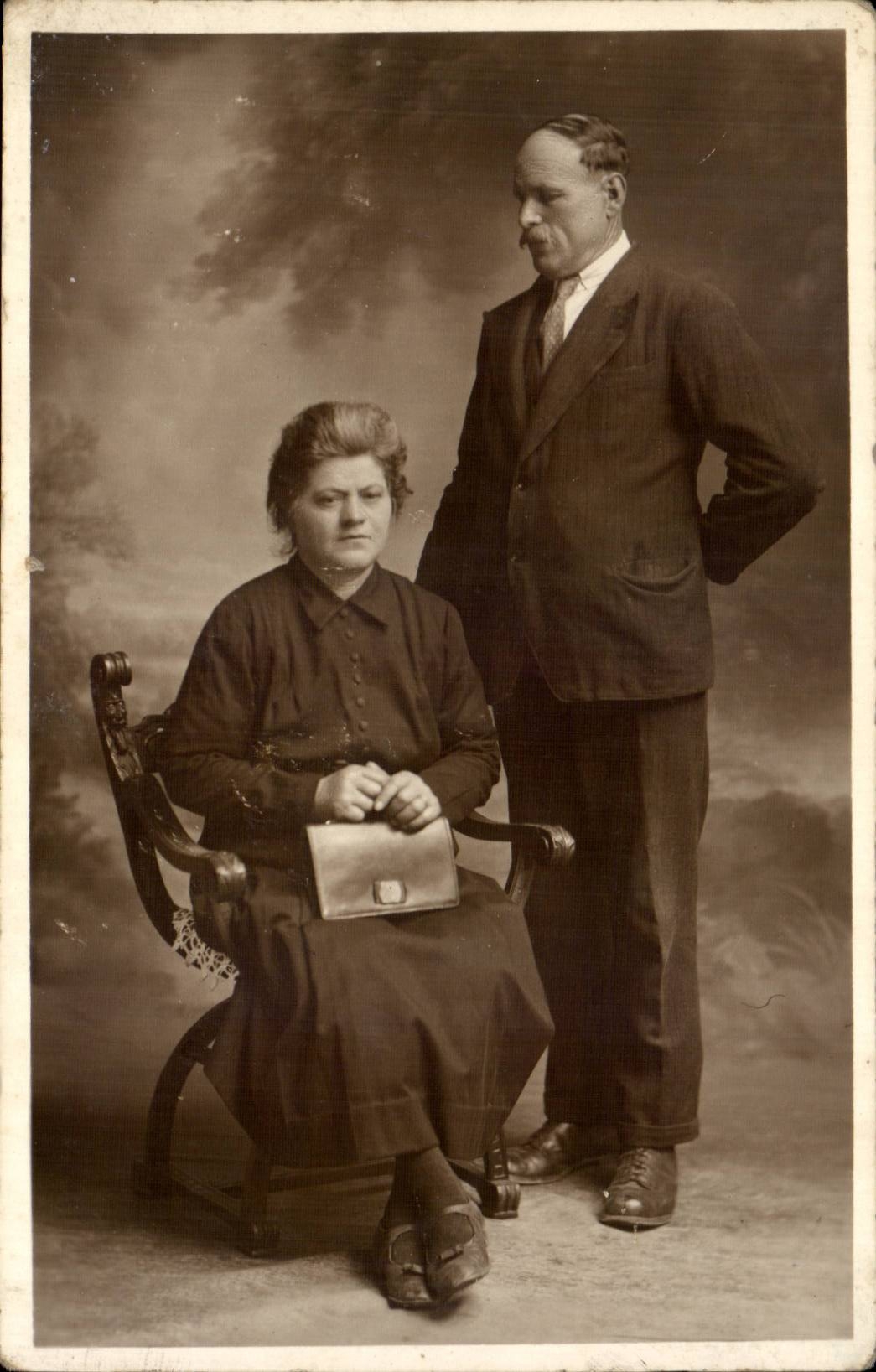 Real photo Couple Castle of Graize Brison (folklore costume)