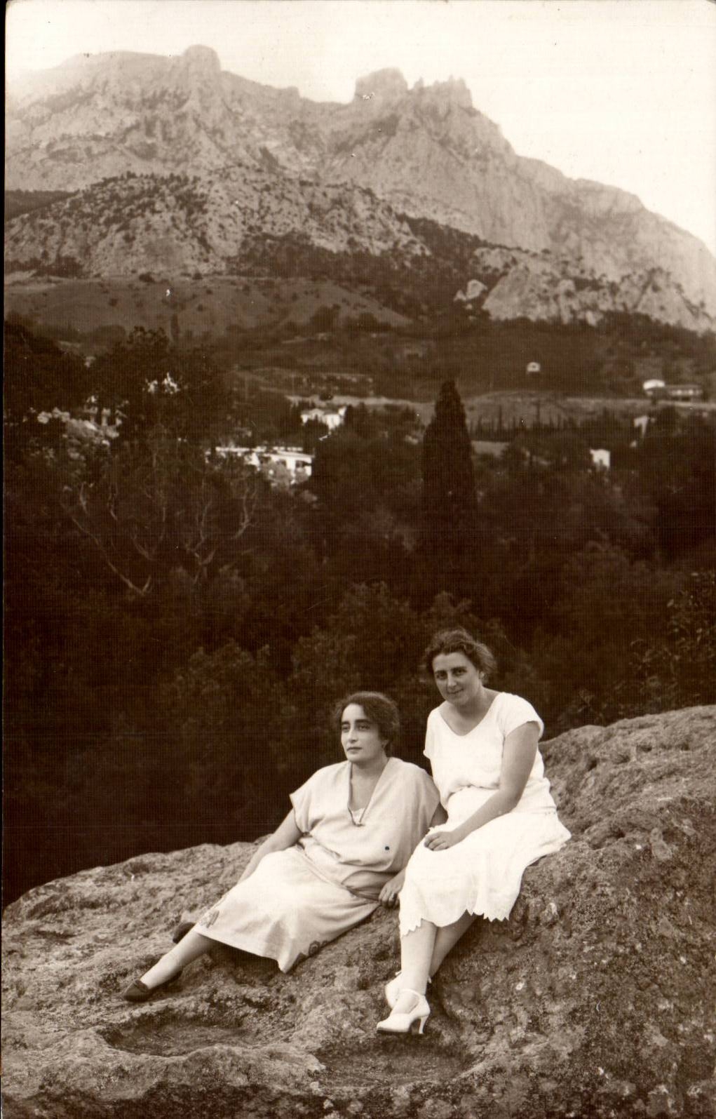 Real photo young women in Greece (folklore Greece costume)