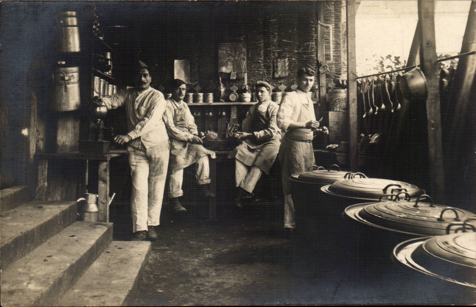Real photo Cooks Metieres Street of the town hall Troyes