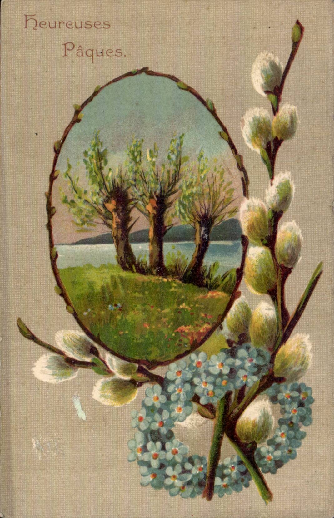 Phantasie - Festival - Ostern - Baume - pussywilow - CPA