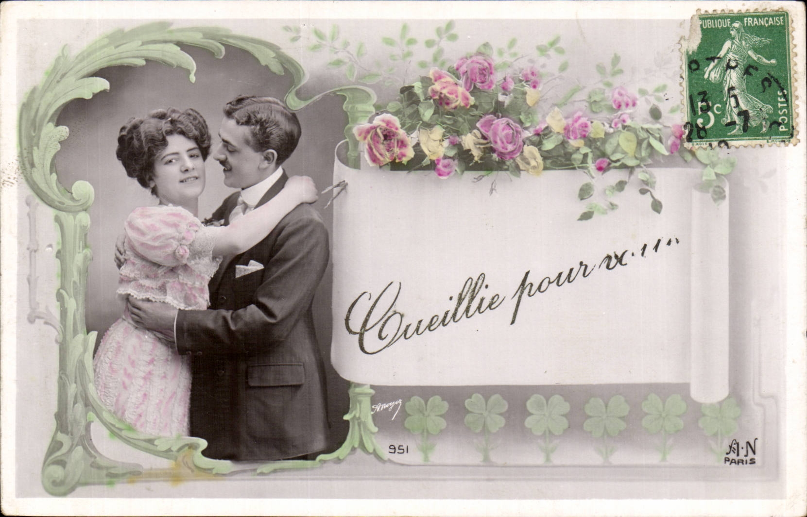 Fantaisie - Couple - Cueillie pour vous - CPA 
