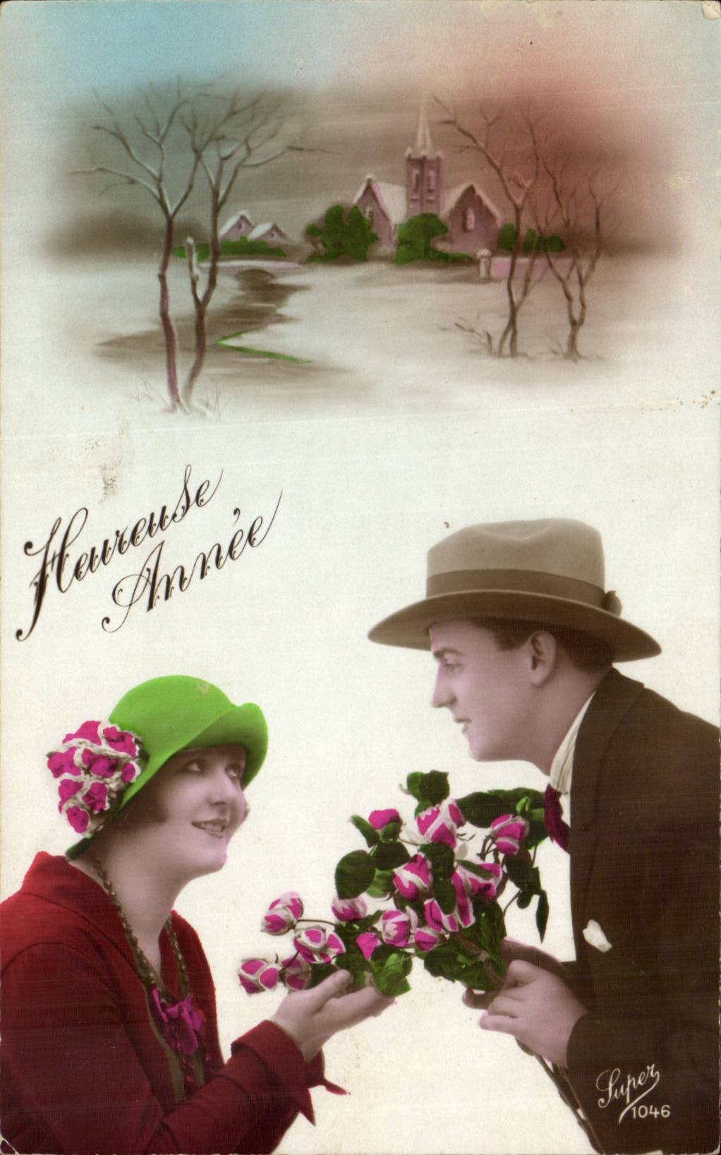 Fantaisie - Couple - Heureuse Annee - CPA 