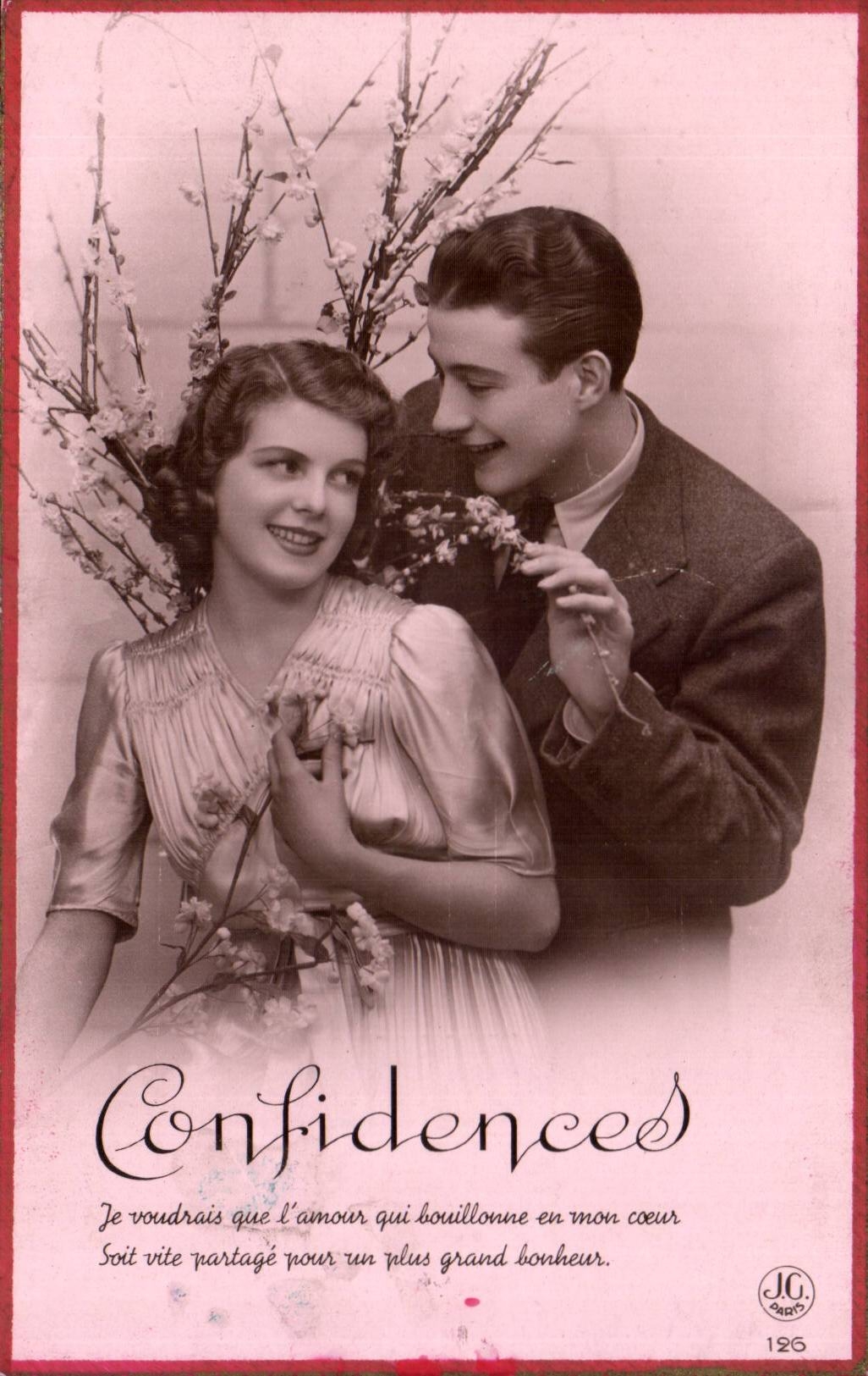 Fantaisie - Couple - Confidences - Soit vite partage pour un plus grand bonheur - CPA 