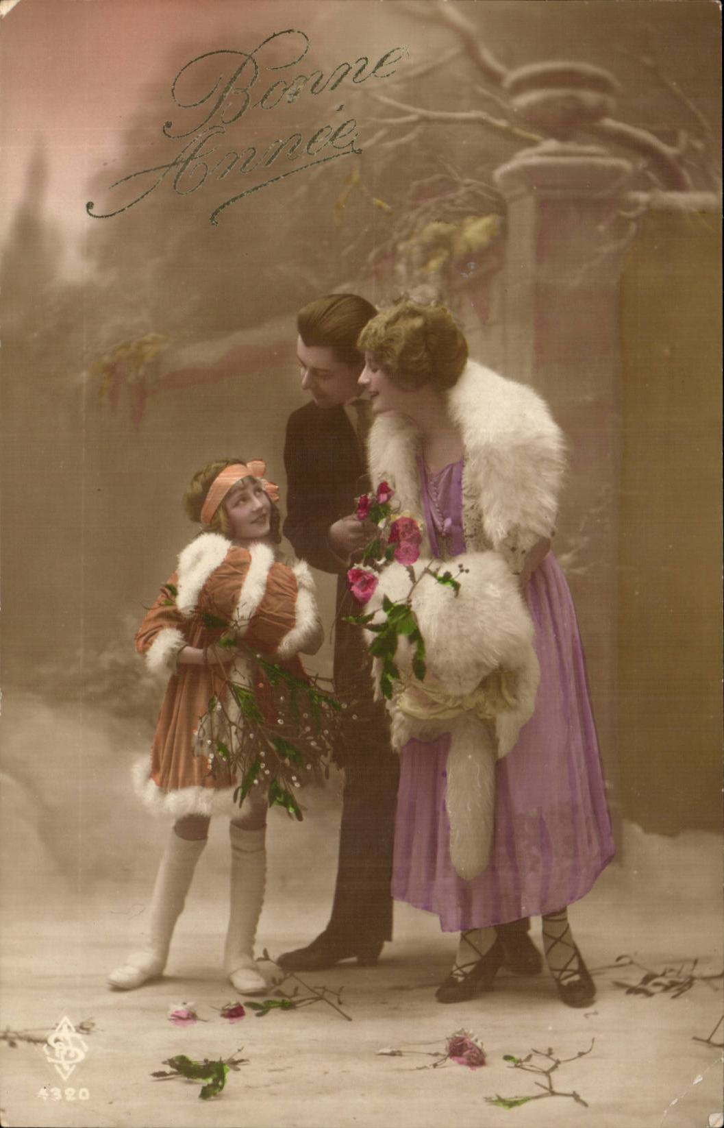 Phantasie - Paare und Kind - gluckliches neues Jahr - CPA