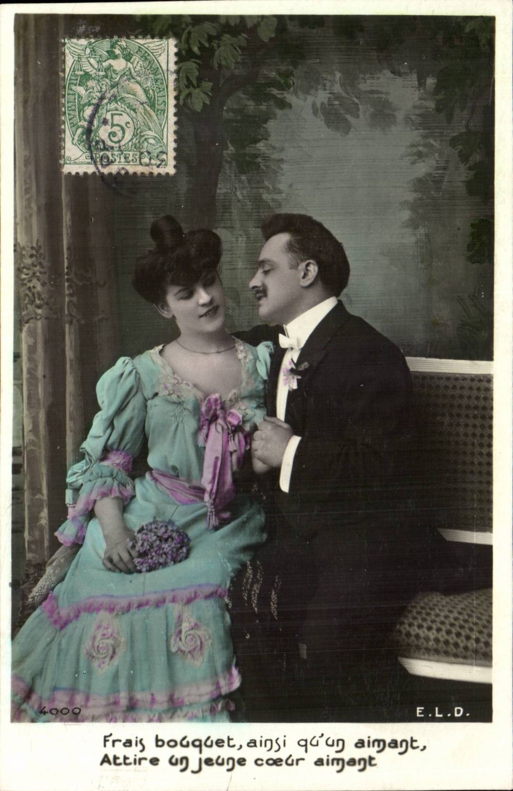 Phantasie - Paar - die Blumen von Liebe nie fansees willen embaumeront unsere Schicksale - CPA