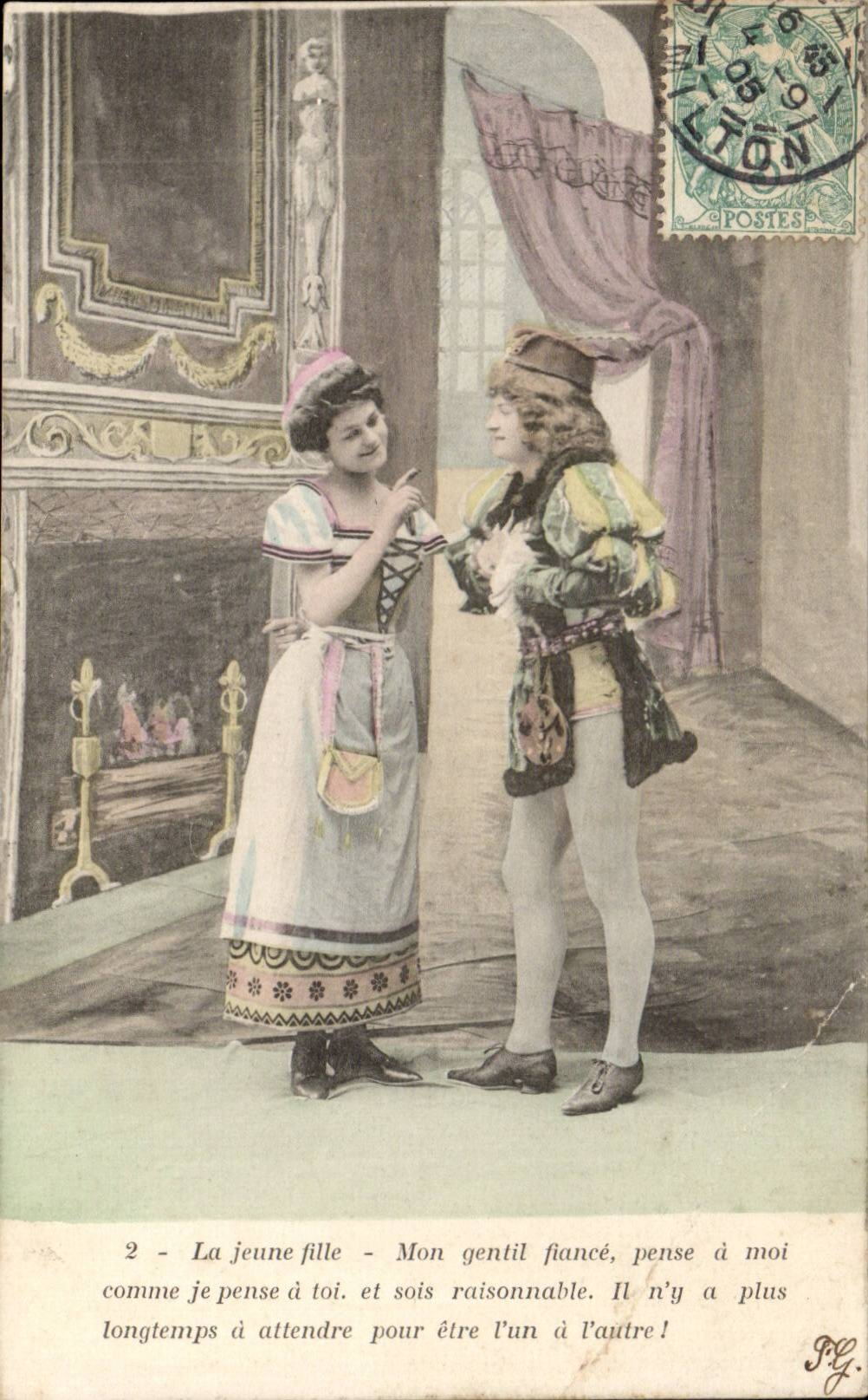 CPA Fantaisie l'anneau d'or Page et servante