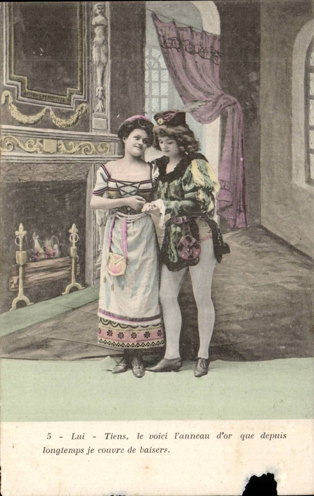 CPA Fantaisie l'anneau d'or Page et servante