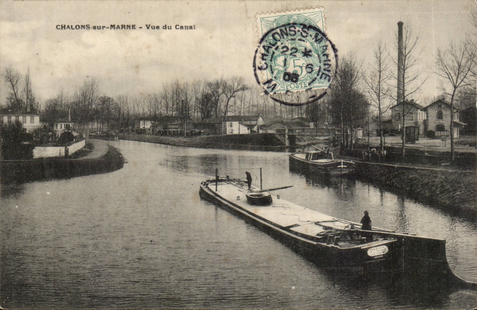 Trawl-nets on the Marne CPA Seen of the canal (barge)