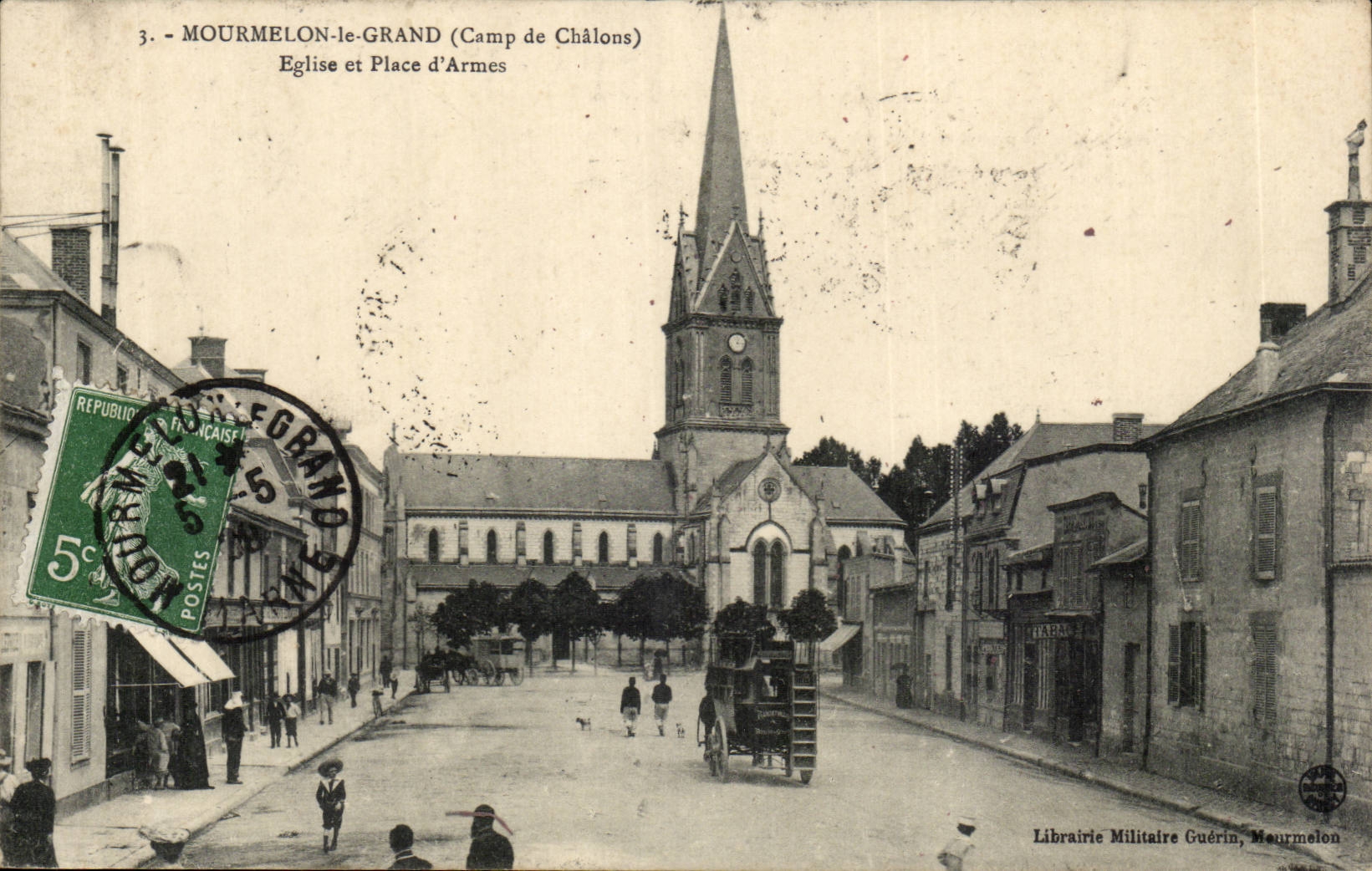 Mourmelon the Large CPA Church and place of weapons (drunk bus)