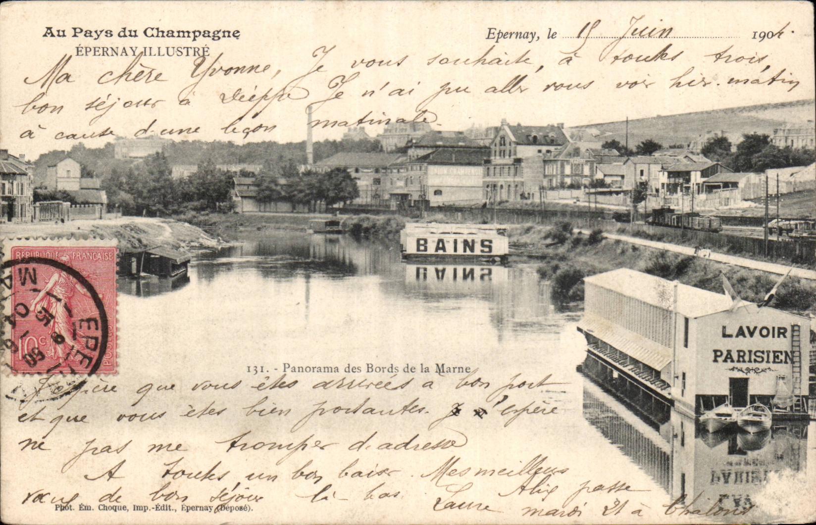 Epernay CPA Panorama des bords de la Marne (lavoir parisien)