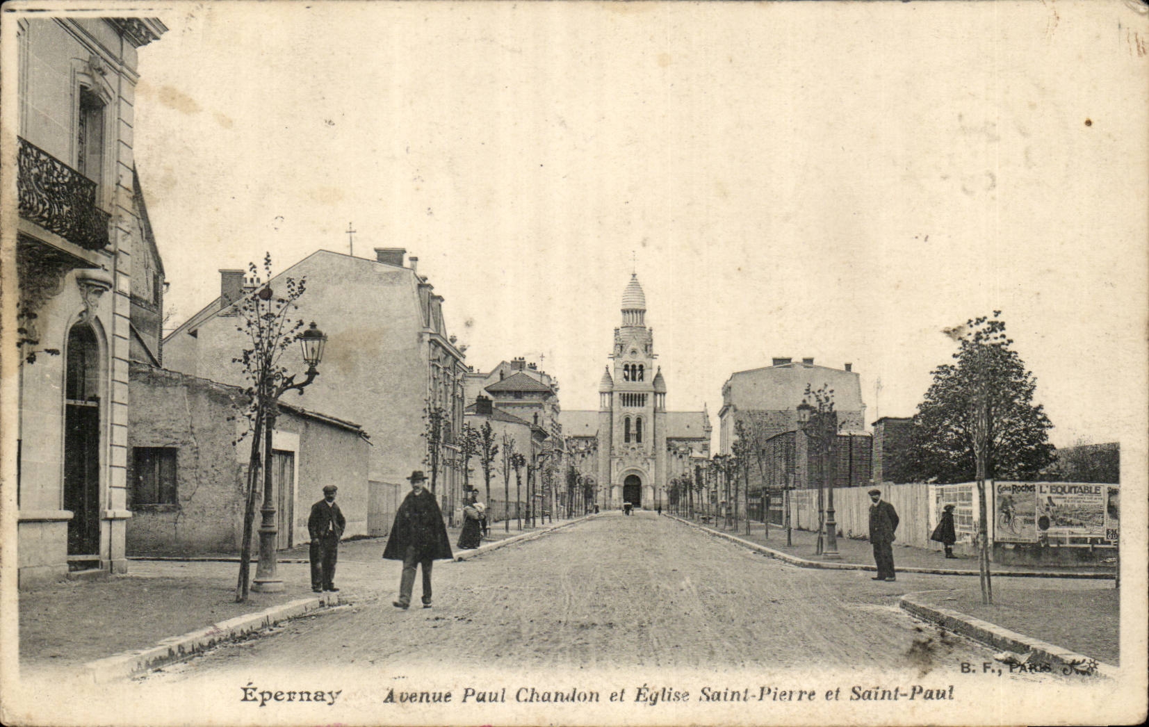 Epernay CPA Avenue Paul Chandon et Eglise Saint Pierre et Saint Paul