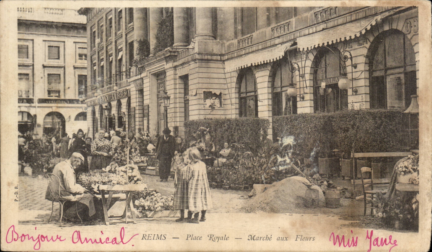 Reims CPA Places Royal market at the flowers