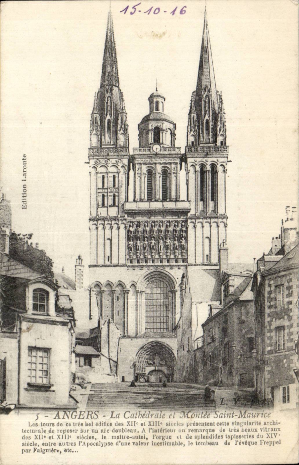 Angers CPA the cathedral and rise Saint Maurice