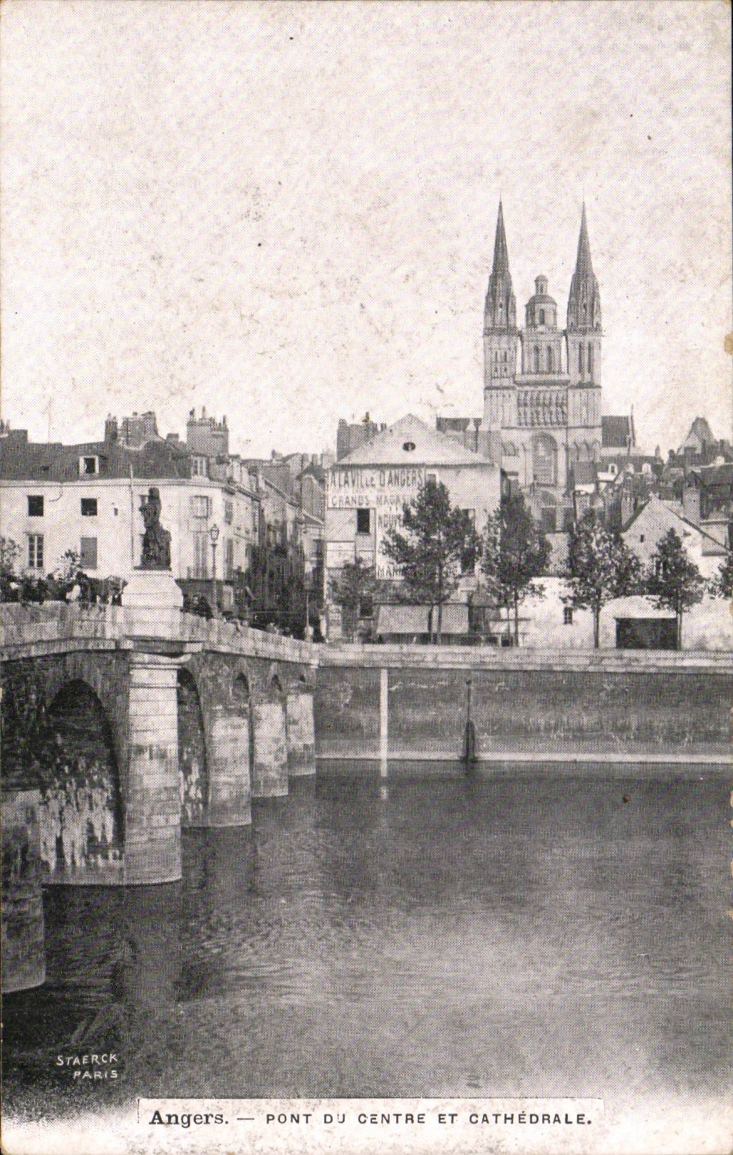 Angers CPA Bridge of the center and cathedral
