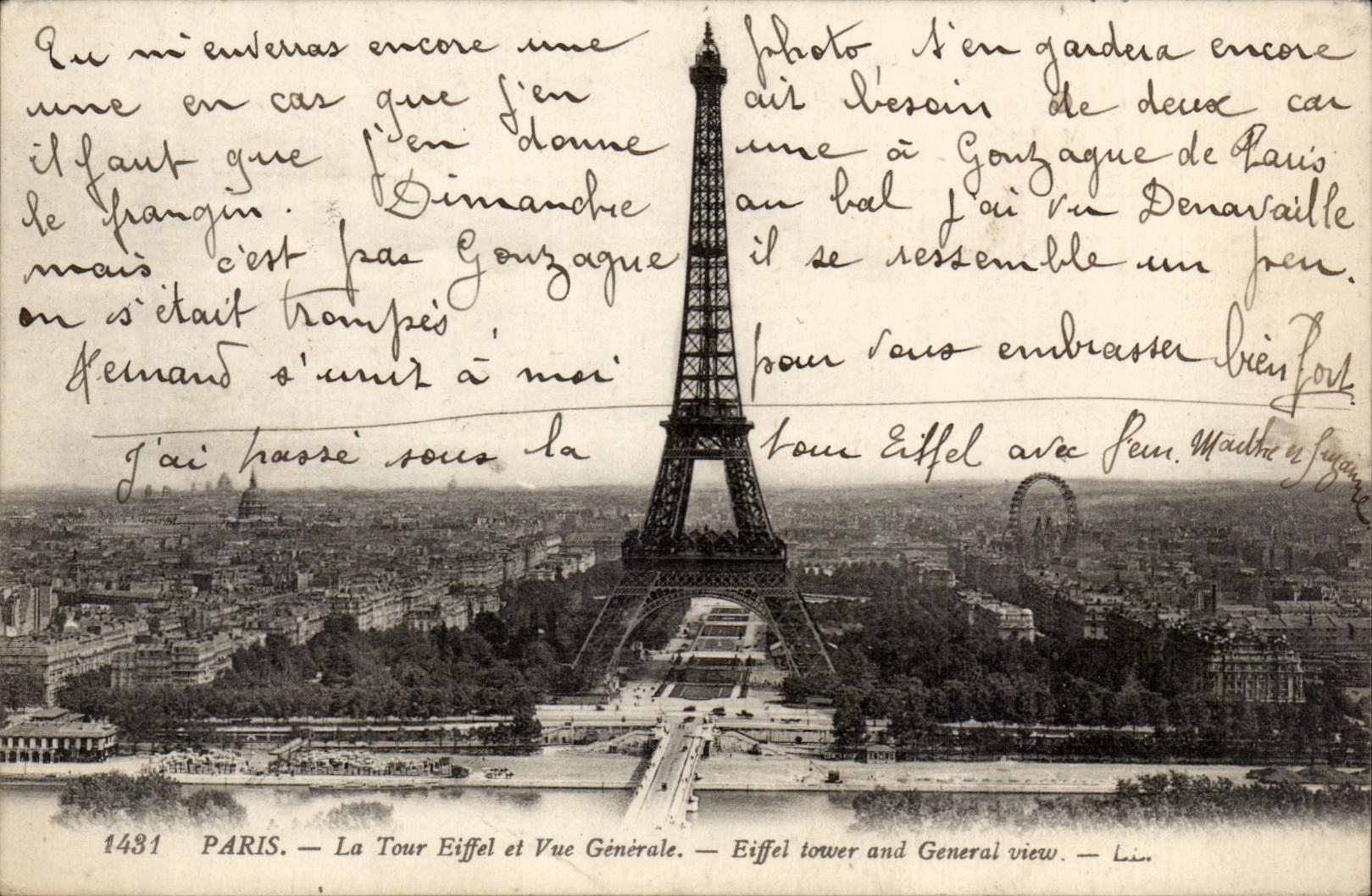 Paris CPA Eiffel Tower and View