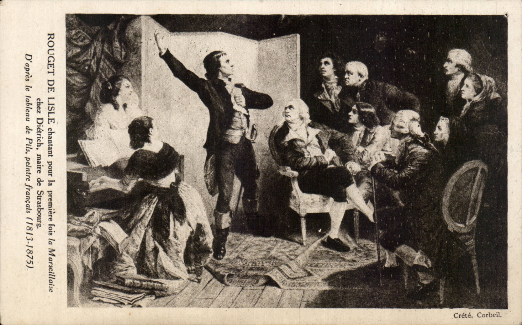 CPA Mullet of the isle singing for the first time the Marseillaise at dietrich mayor of Strasbourg CPA