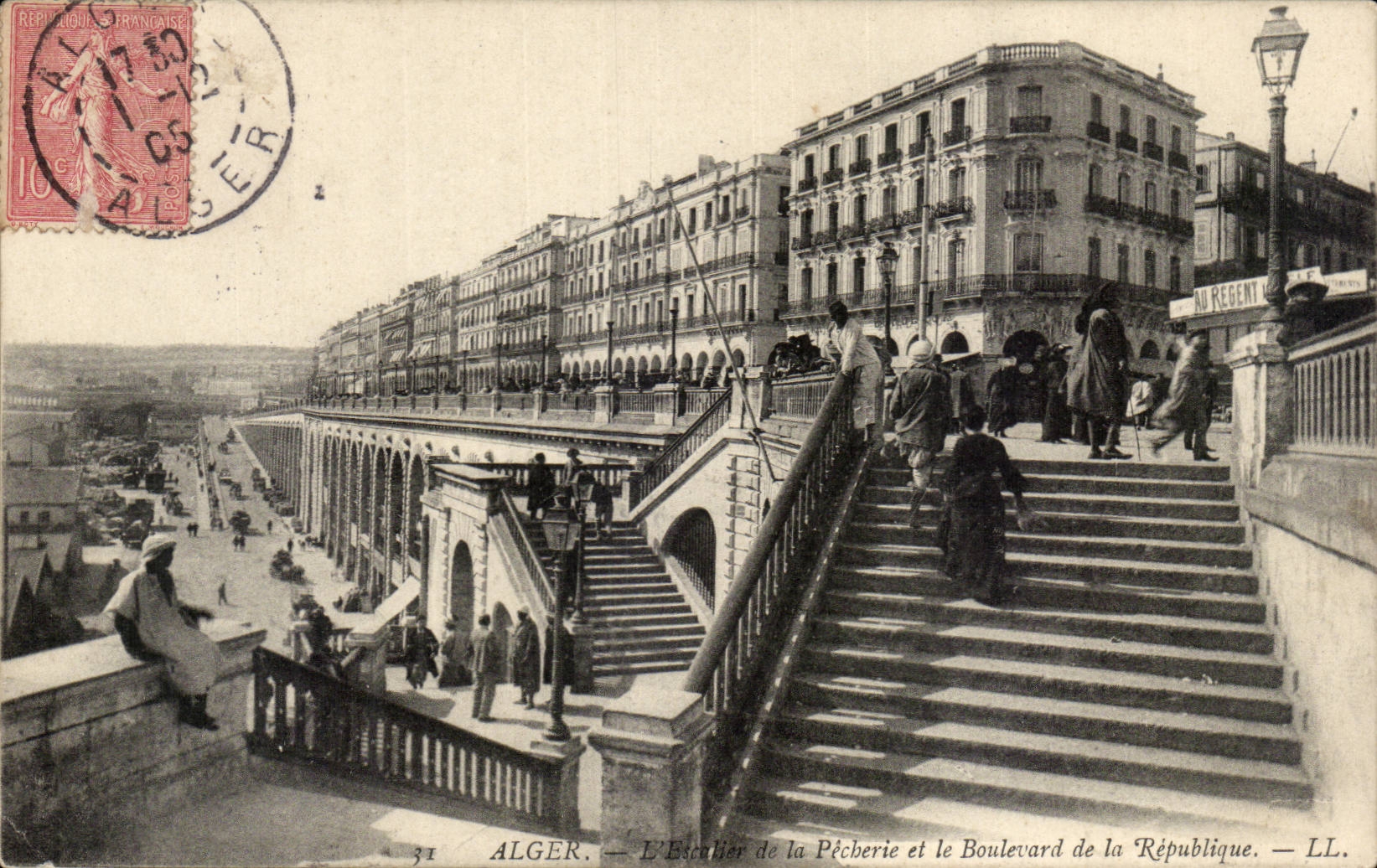 Treppenhaus Algerien-Algiers CPA der Fischereien und die Prachtstrasse der Republik