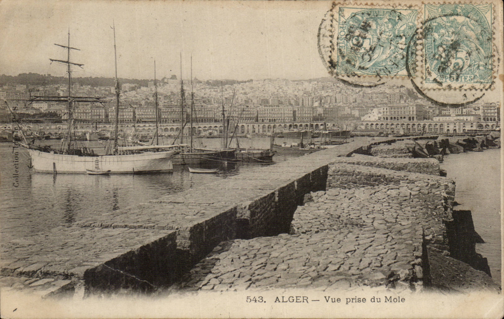 Algerien Algiers CPA gesehen von der Mole (Bootsbootsschiff)