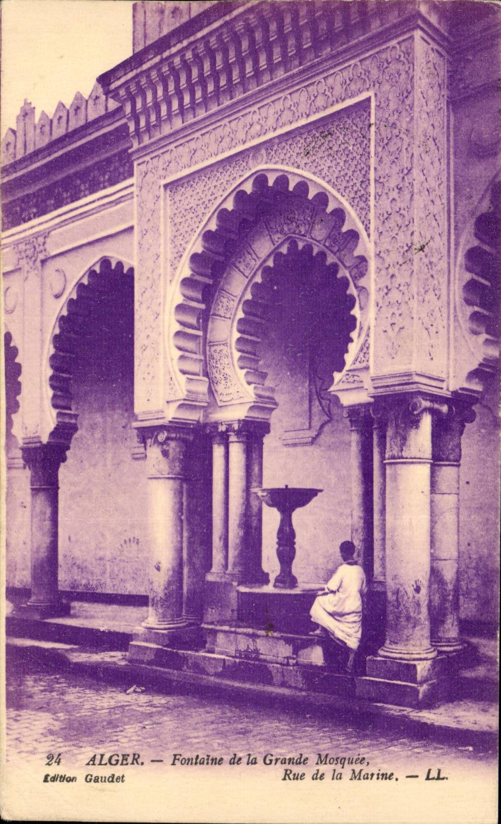 Brunnen Algerien-Algiers CPA der grossen Moschee Strasse der Marine