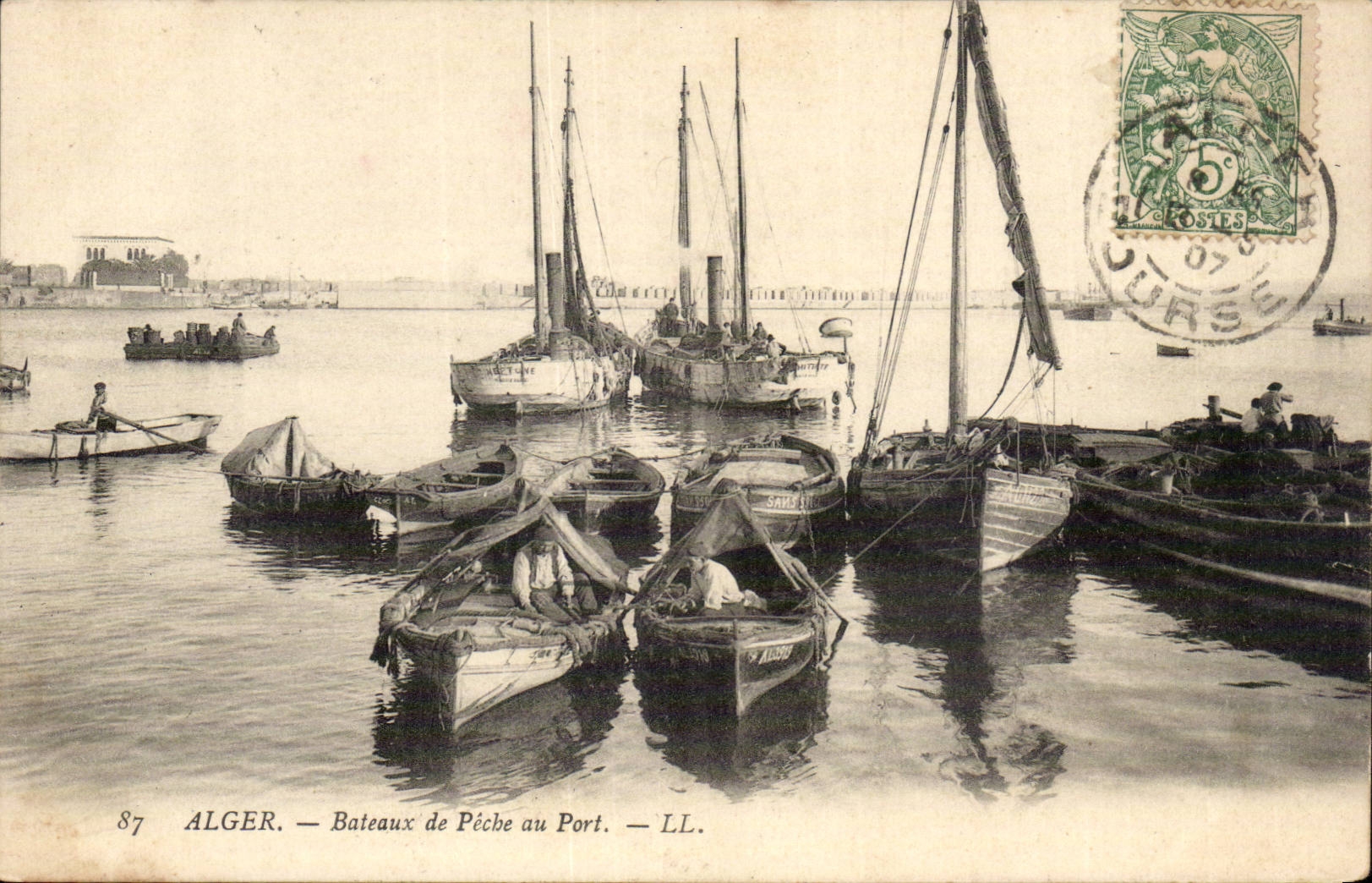 Boote Algerien-Algiers CPA der Sunde zum Hafen