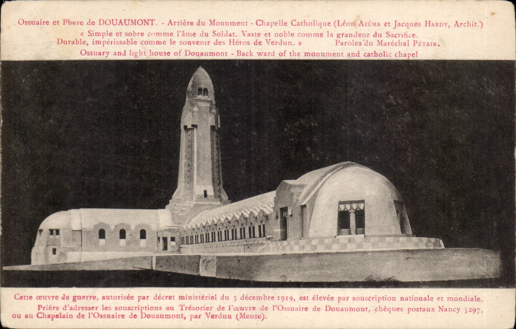 Ossuary and Lighthouse douaumont - Catholoique Vault - CPA