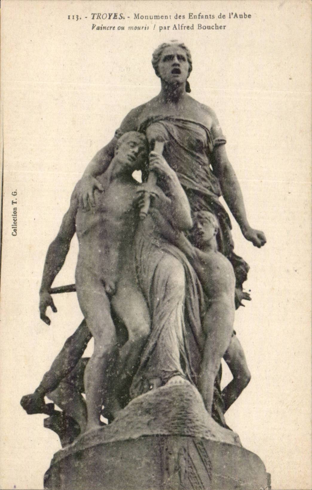 Troyes CPA Monument of the children Paddle To overcome it or die! by Alfred Boucher