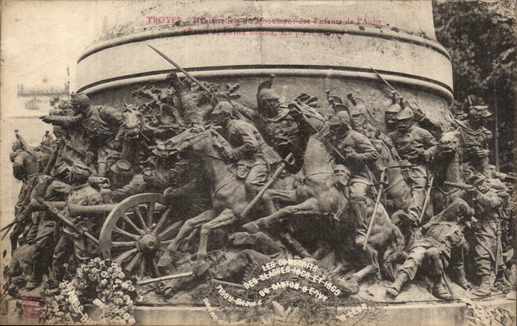Troyes CPA High relief of the Monument of the children Paddle To overcome it or die! by Alfred Boucher