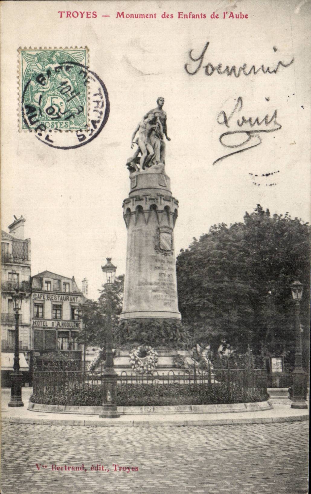 TRoyes CPA Monument of the children of the paddle
