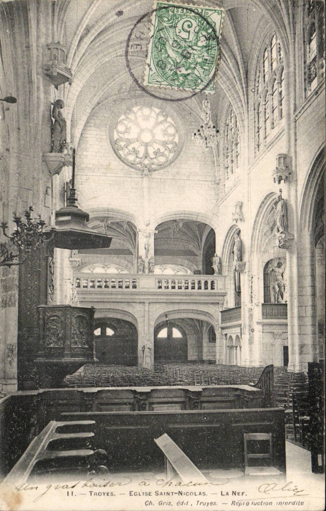 TRoyes CPA Church Saint Nicolas the nave