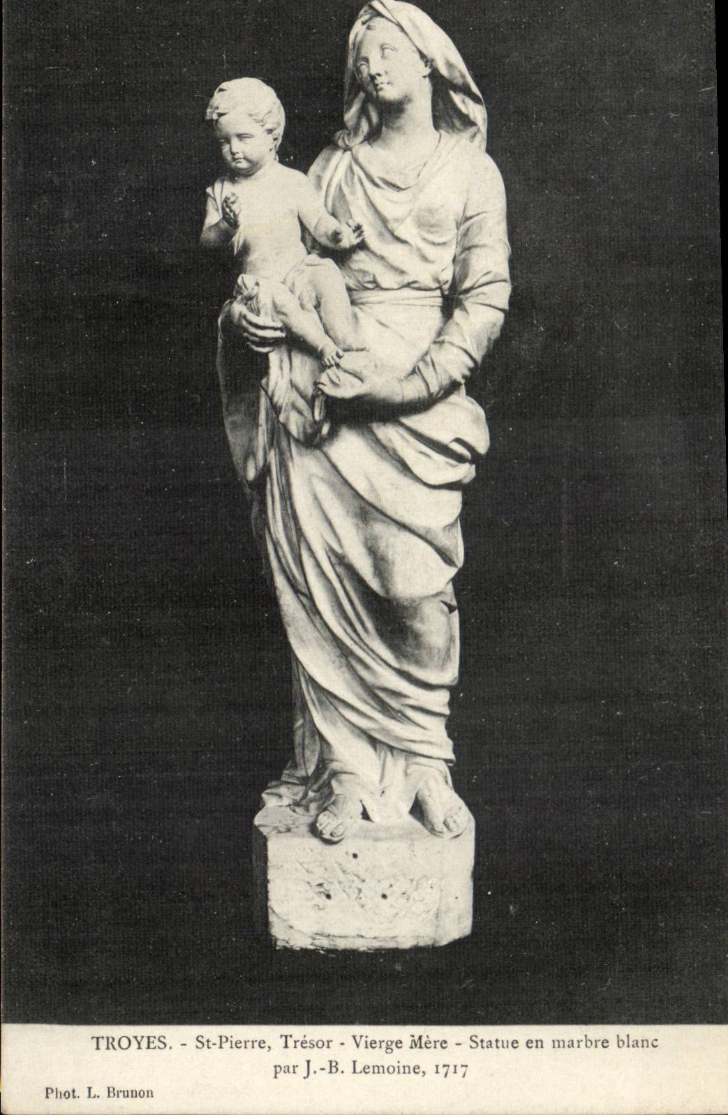 TRoyes CPA St Virgin Pierre Treasure white marble mother Statue