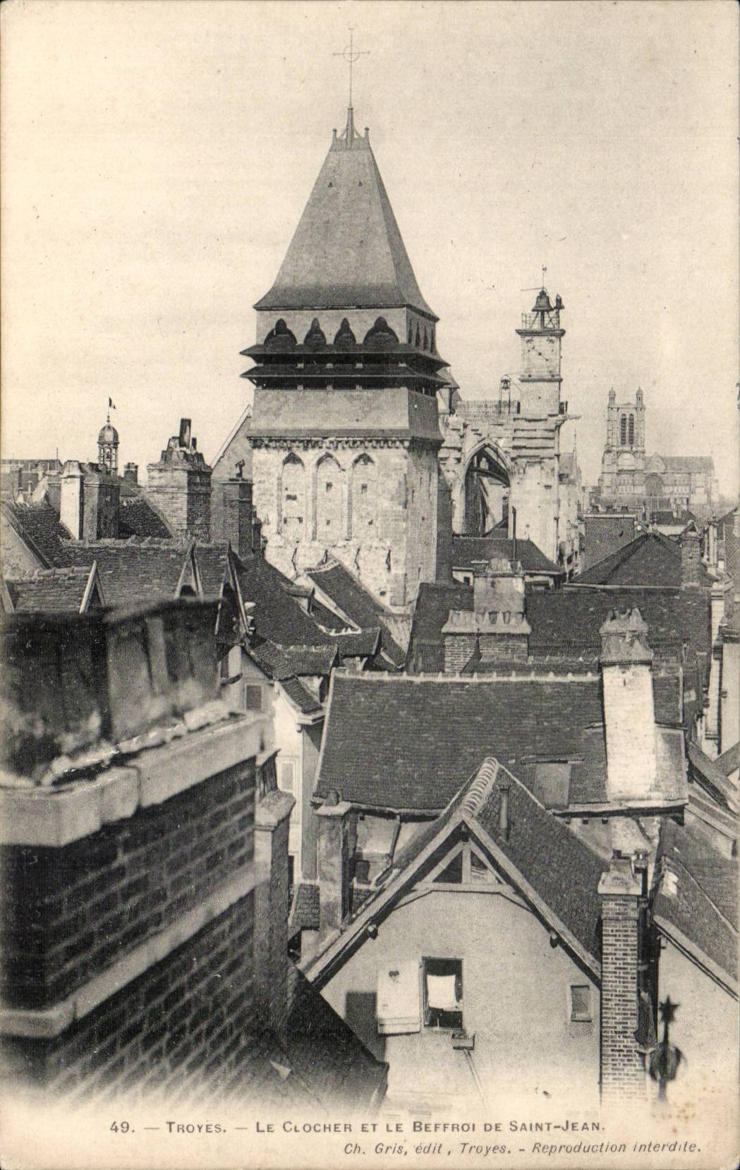 Troyes CPA the bell-tower and the belfry of Saint Jean
