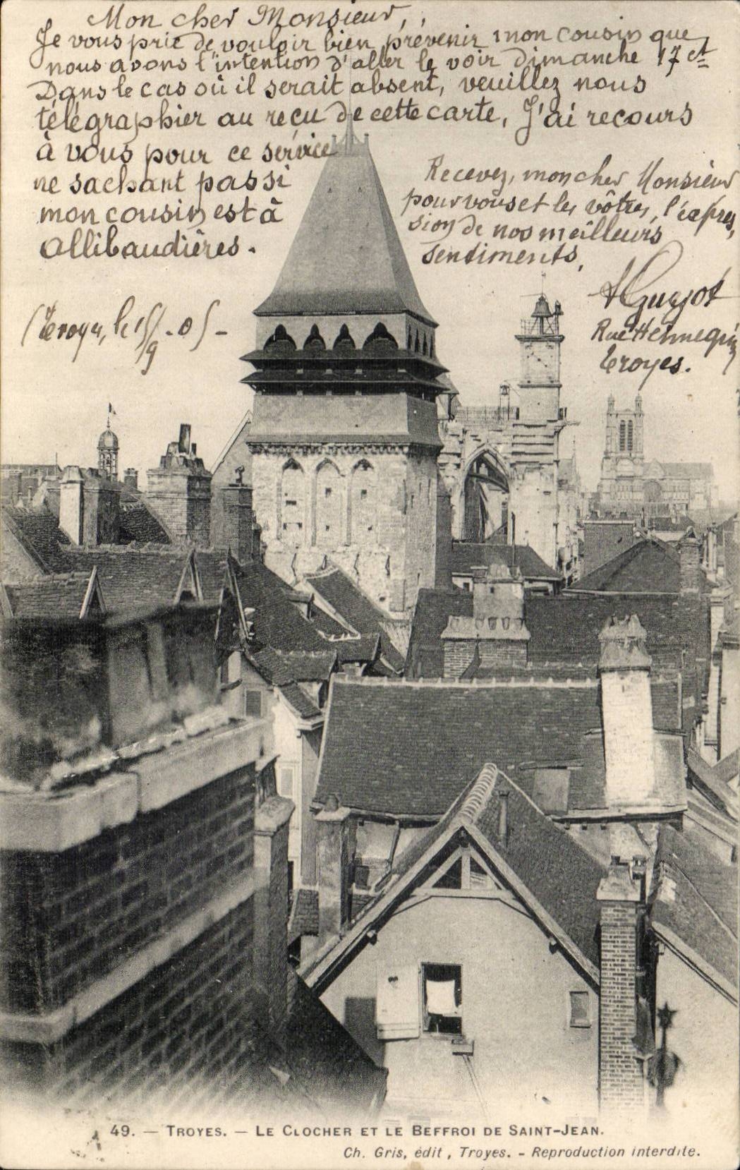 Troyes CPA the bell-tower and the belfry of Saint Jean