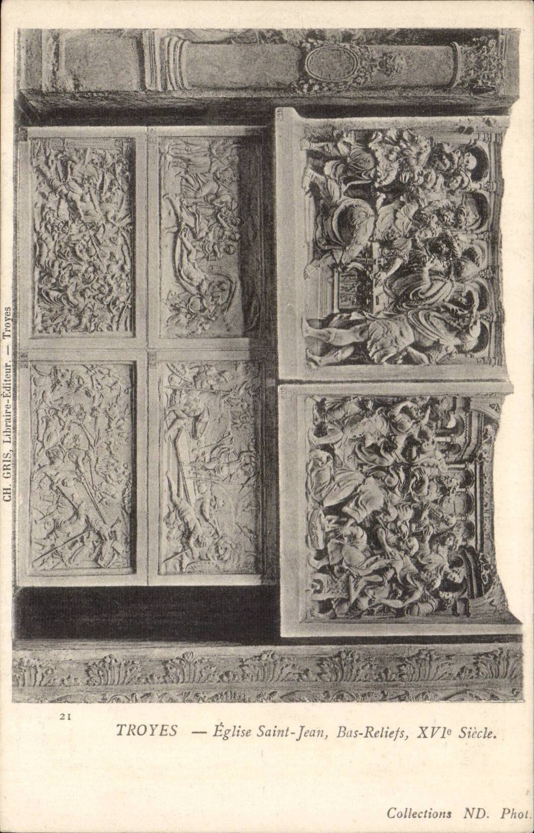 Troyes CPA Church Saint Low Jean reliefs