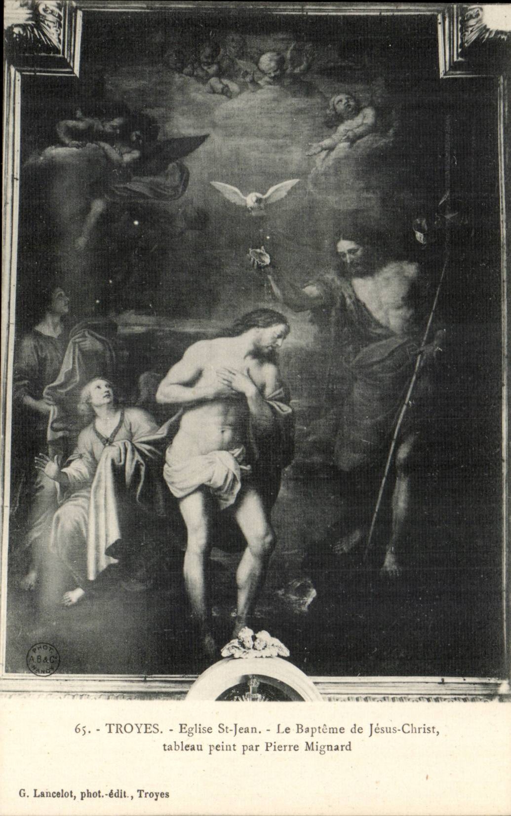 Troyes CPA Church Saint Jean baptism of Jesus Christ table painted by Pierre Mignard