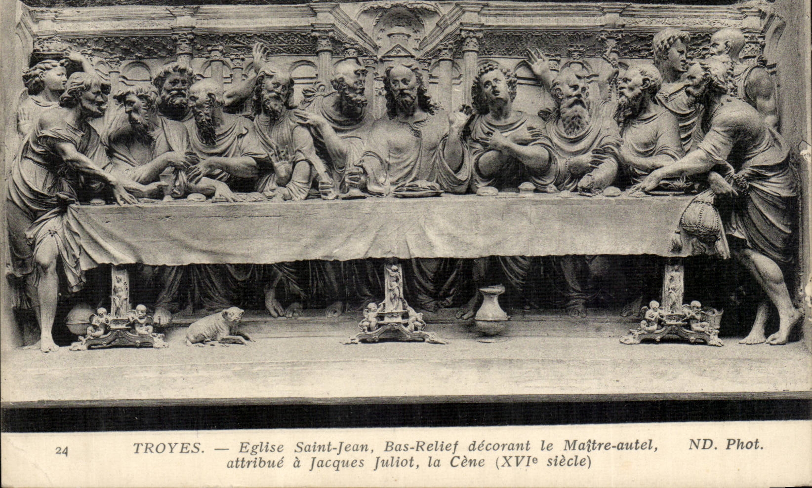 Troyes CPA Eglise Saint Jean Bas relief decorating the Master furnace bridge allots has Jacques Juliot the cene