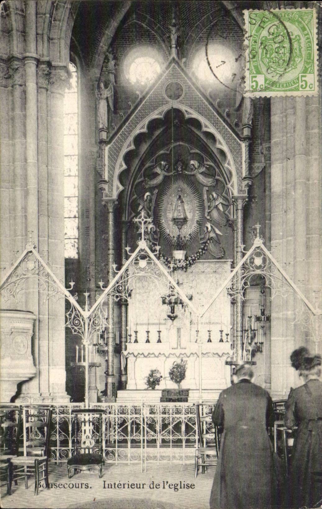 Belgie Belgium CPA Interior Bonsecours of the church