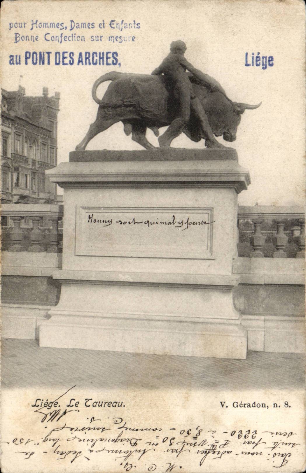 Belgie Belgien CPA Luttich mit der Brucke der Bogen der Stier (Stierplanierraupe)