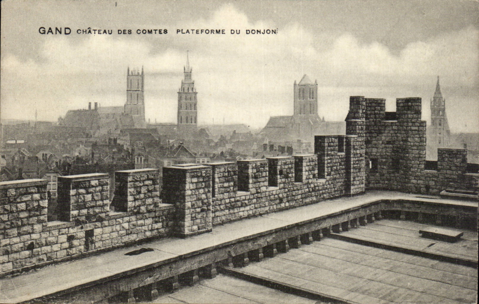 Belgie Belgium CPA Ghent Castle of the Counts Plateforme of the keep + pub Tickets of the Mount of Pietie