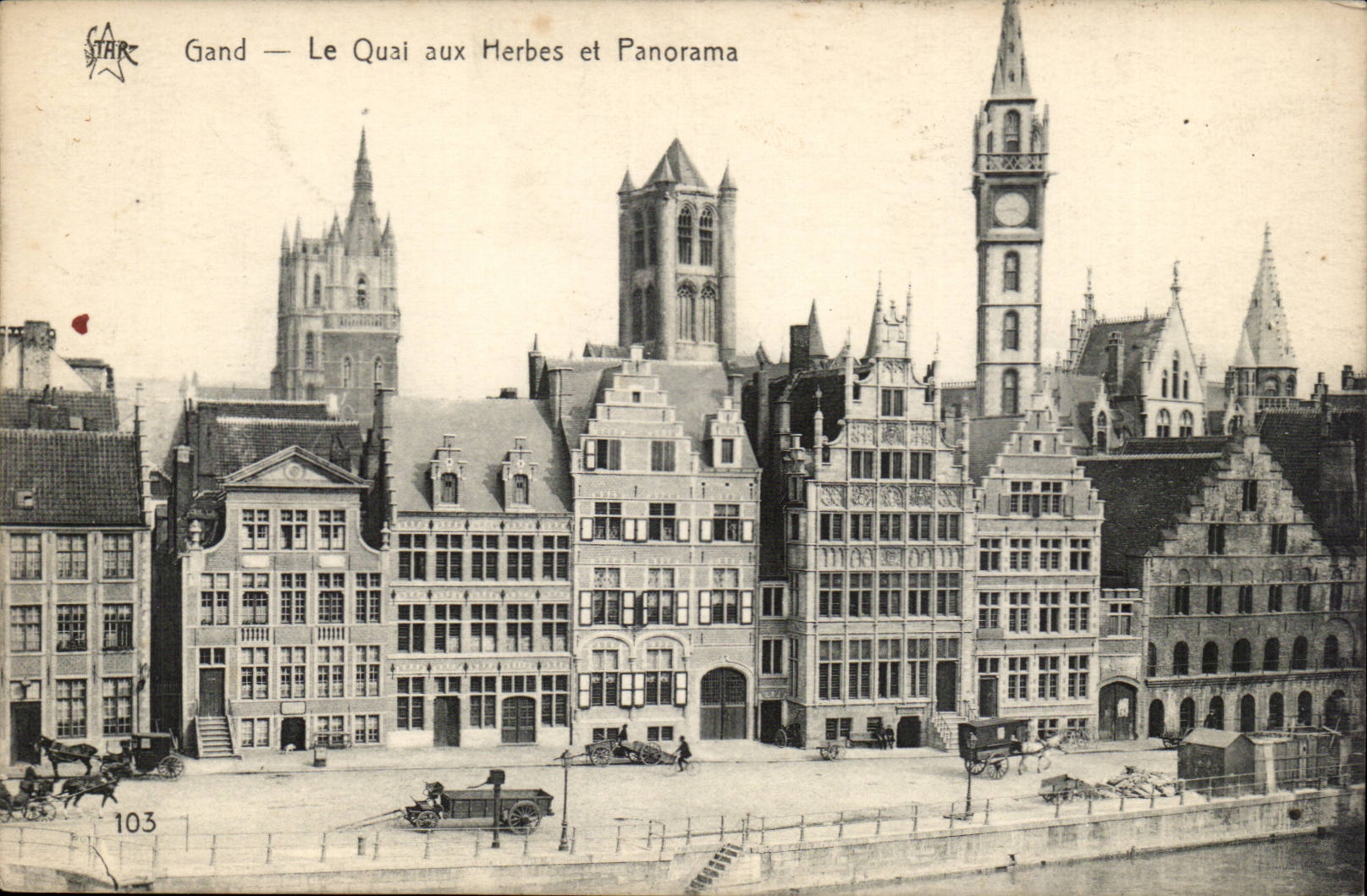 CPA Belgium Ghent the quay with grasses and panorama