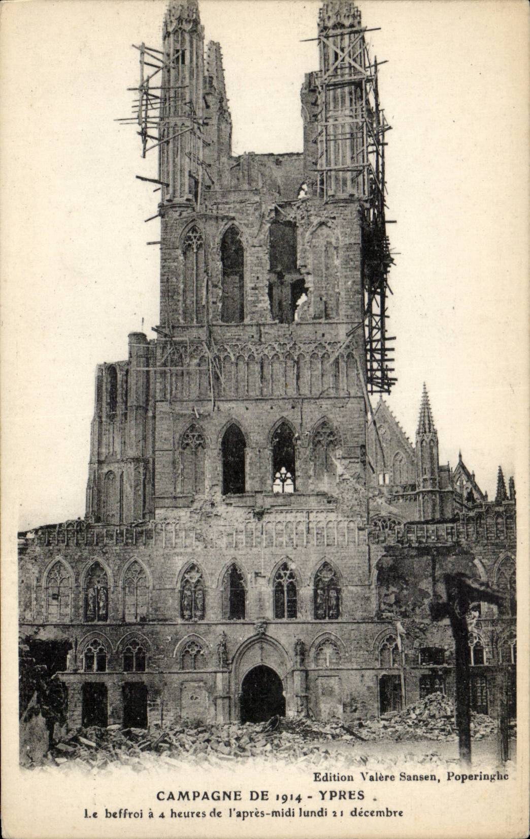 CPA Belgium Ypres the belfry has 4 hours after midday Monday December 31