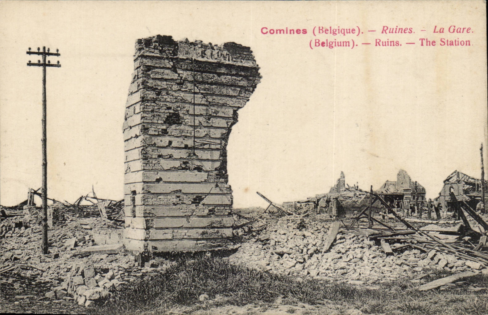 CPA Belgium Comines Ruins Train station