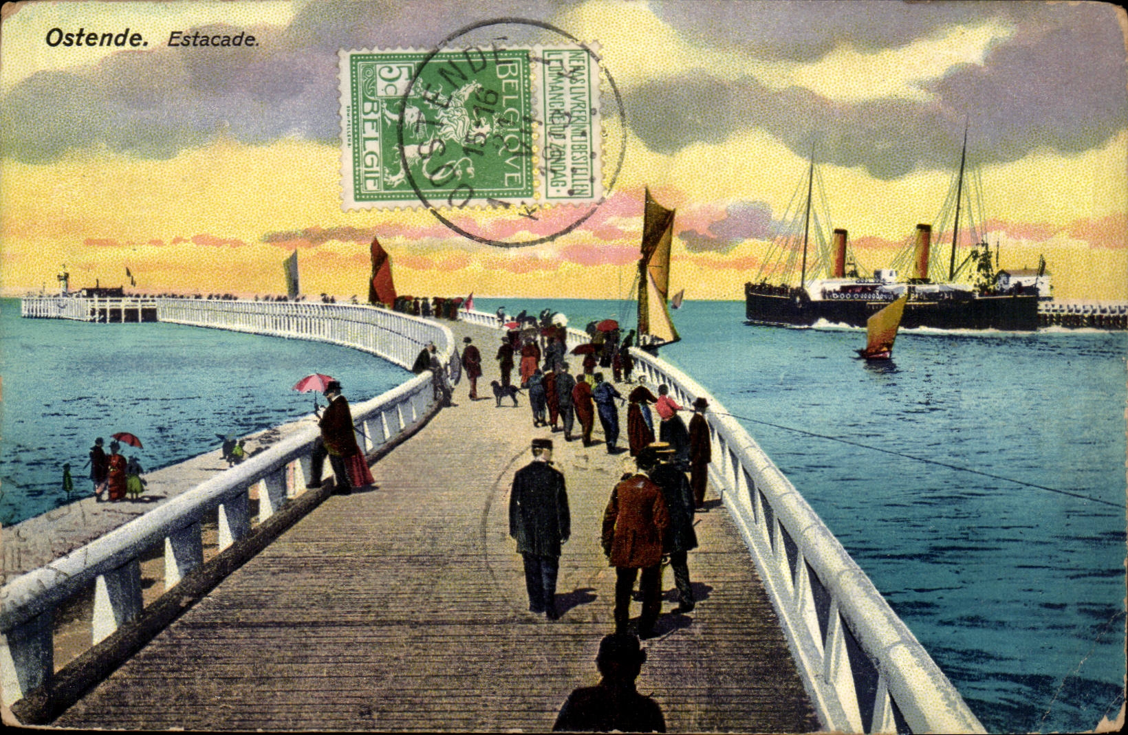 CPA Belgium Ostend Pier