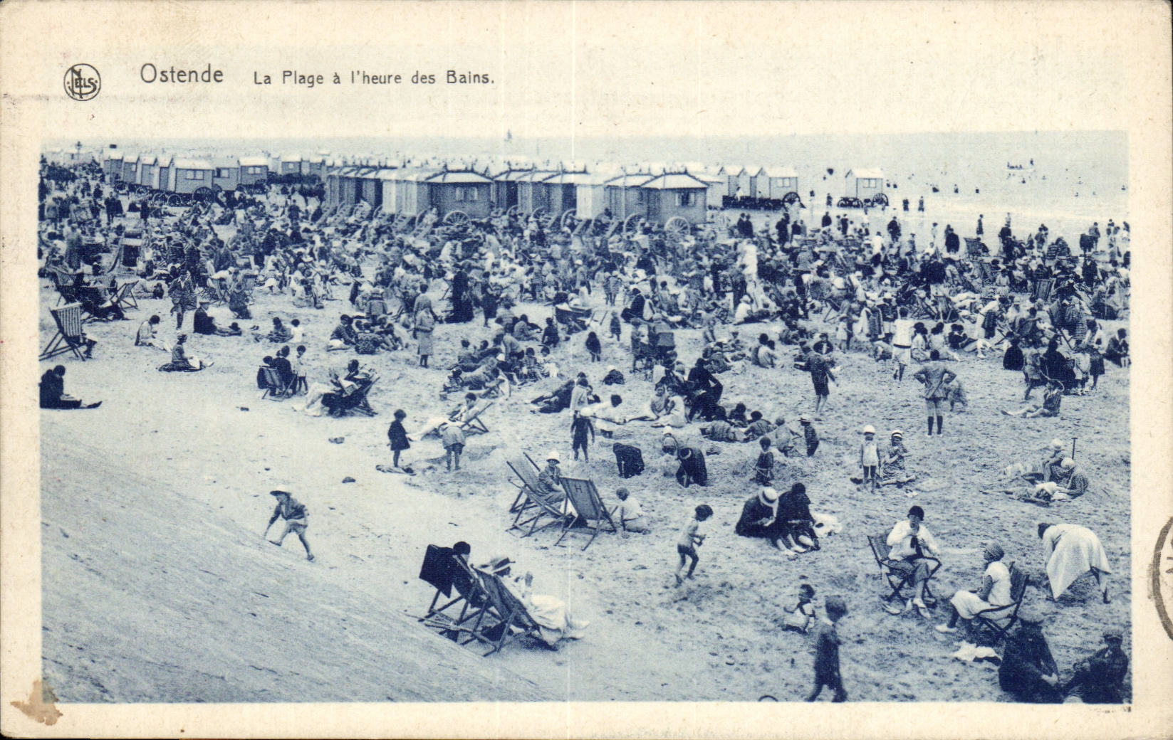 CPA Belgium Ostend the beach per hour of the baths