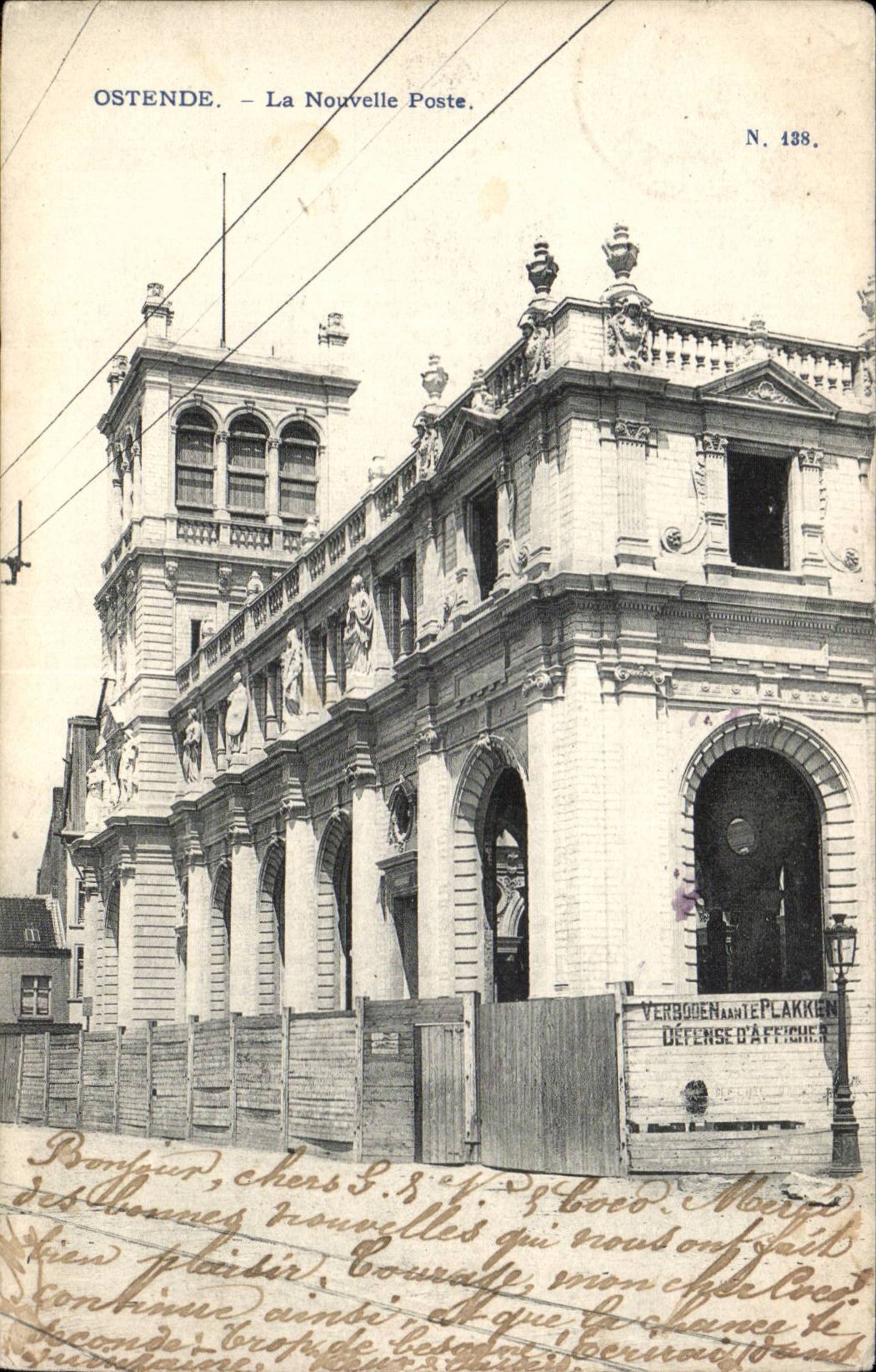 CPA Belgium Ostend the new Post office